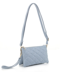 Quilted Versatile 3-Compartment Wristlet Cross Body FC20245 BLUE